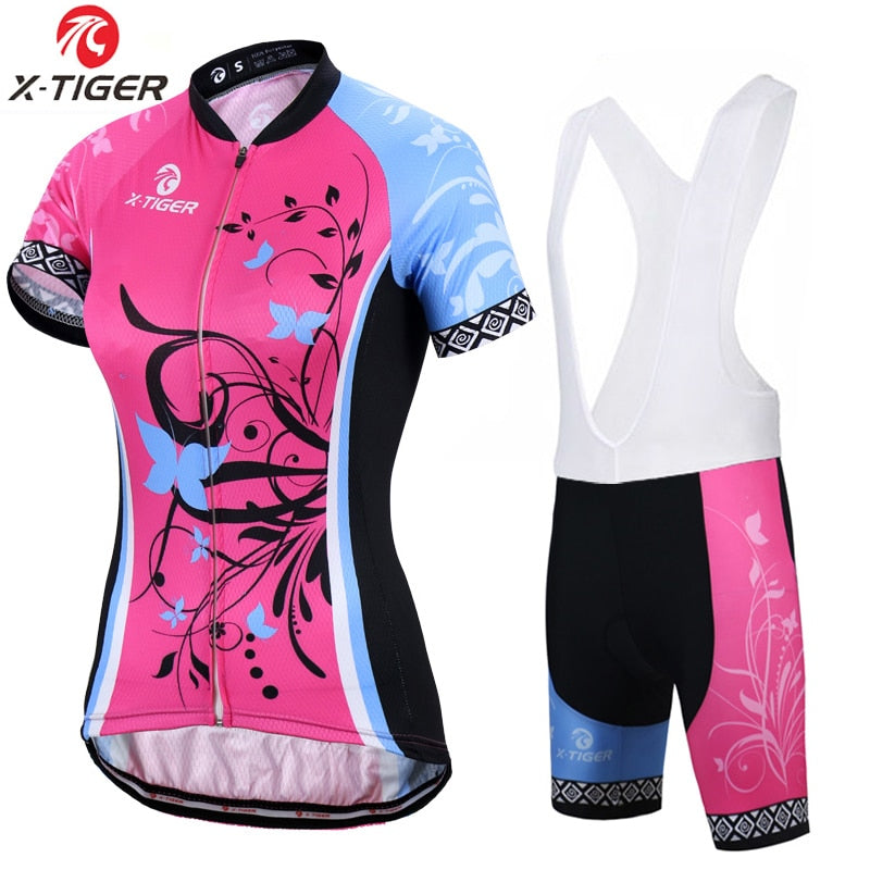 Conjunto de camisa de ciclismo feminino X-Tiger, verão, anti-UV