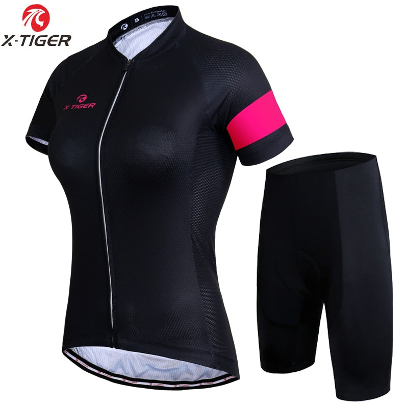 Conjunto de camisa de ciclismo feminino X-Tiger, verão, anti-UV