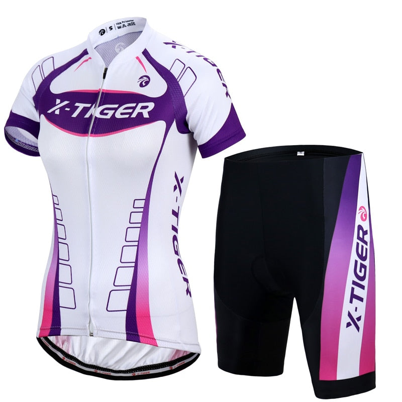 Conjunto de camisa de ciclismo feminino X-Tiger, verão, anti-UV