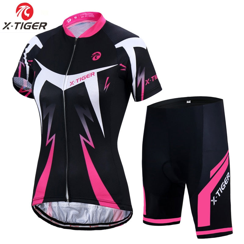 Conjunto de camisa de ciclismo feminino X-Tiger, verão, anti-UV