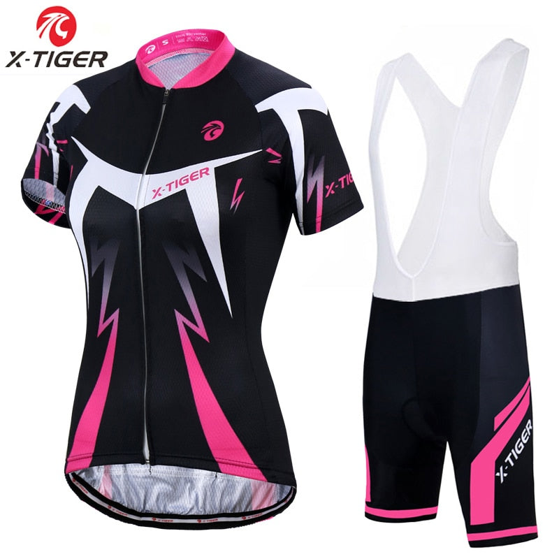 Conjunto de camisa de ciclismo feminino X-Tiger, verão, anti-UV