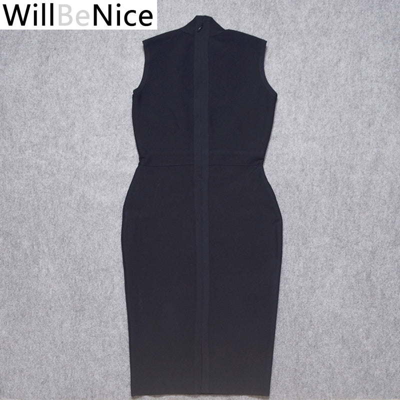 WillBeNice Vestido de festa, gola alta, casual