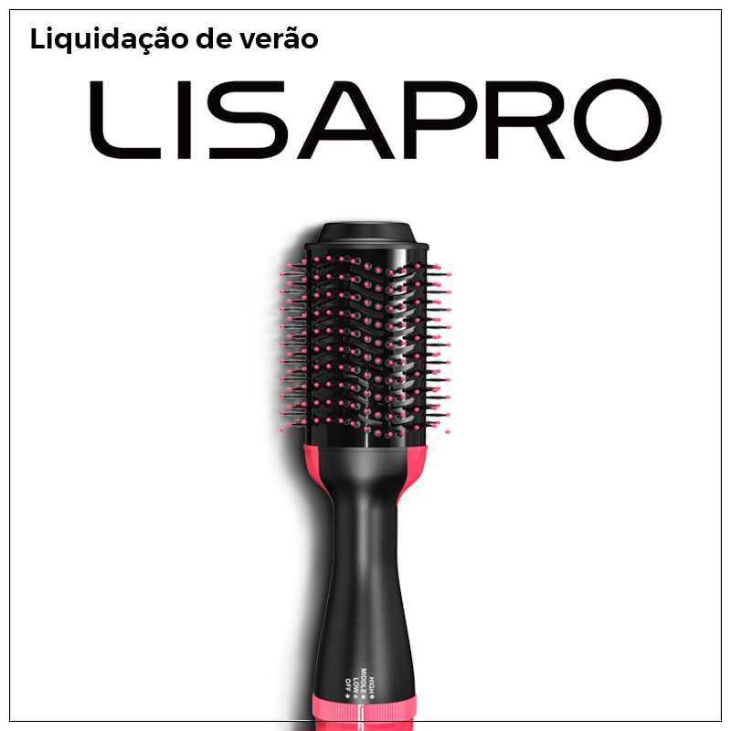 LISAPRO Escova de ar quente e secador de cabelo de uma etapa e volumizador 1000 W