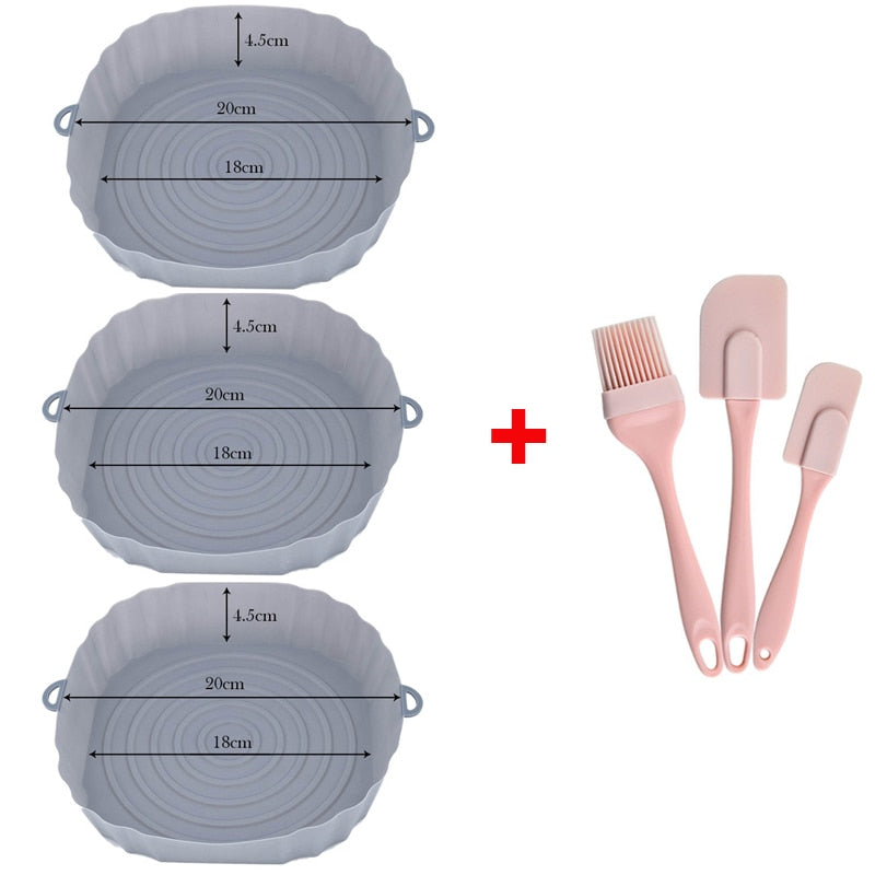 Bandeja assadeira de silicone, fácil de limpar acessórios de cozinha, kit com 3 peças