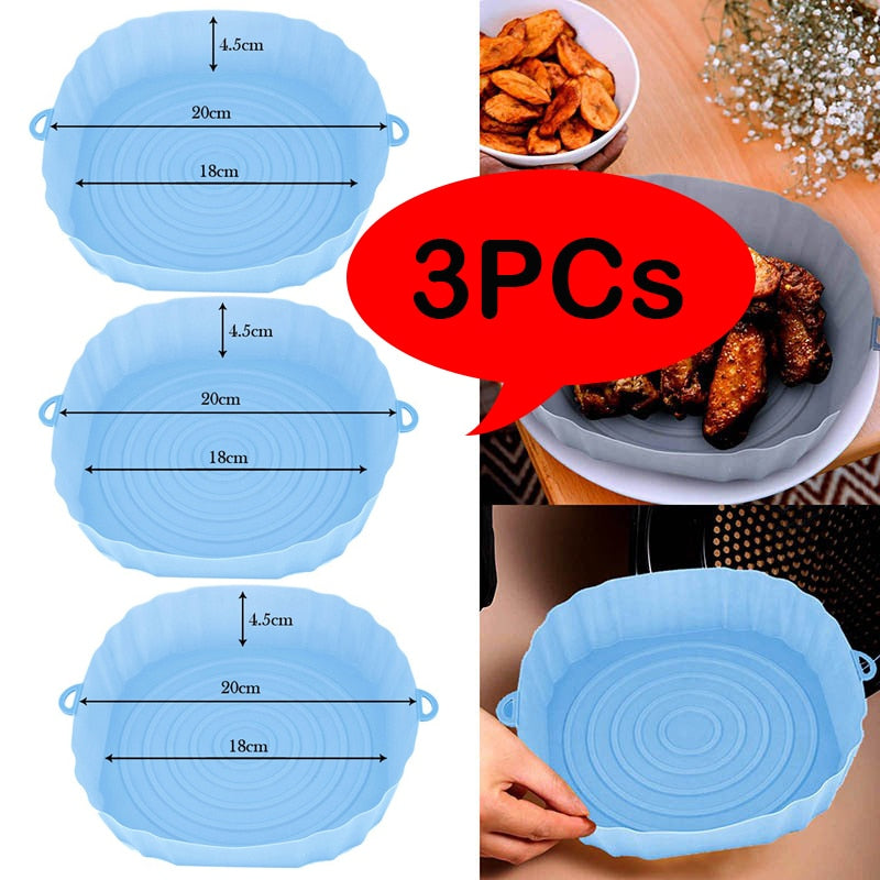 Bandeja assadeira de silicone, fácil de limpar acessórios de cozinha, kit com 3 peças