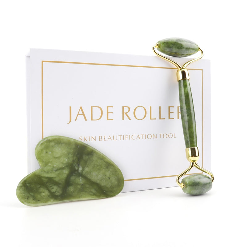 Massageador facial rolo de pedra de jade, anti-rugas