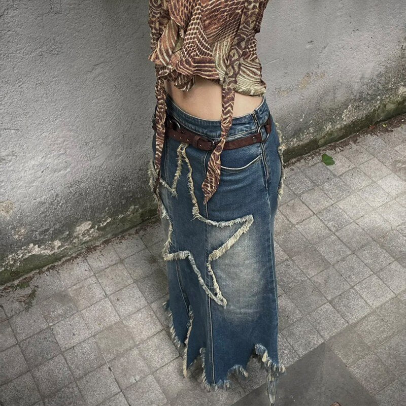 Saia jeans Karrcat, estilo punk