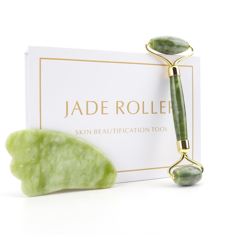 Massageador facial rolo de pedra de jade, anti-rugas