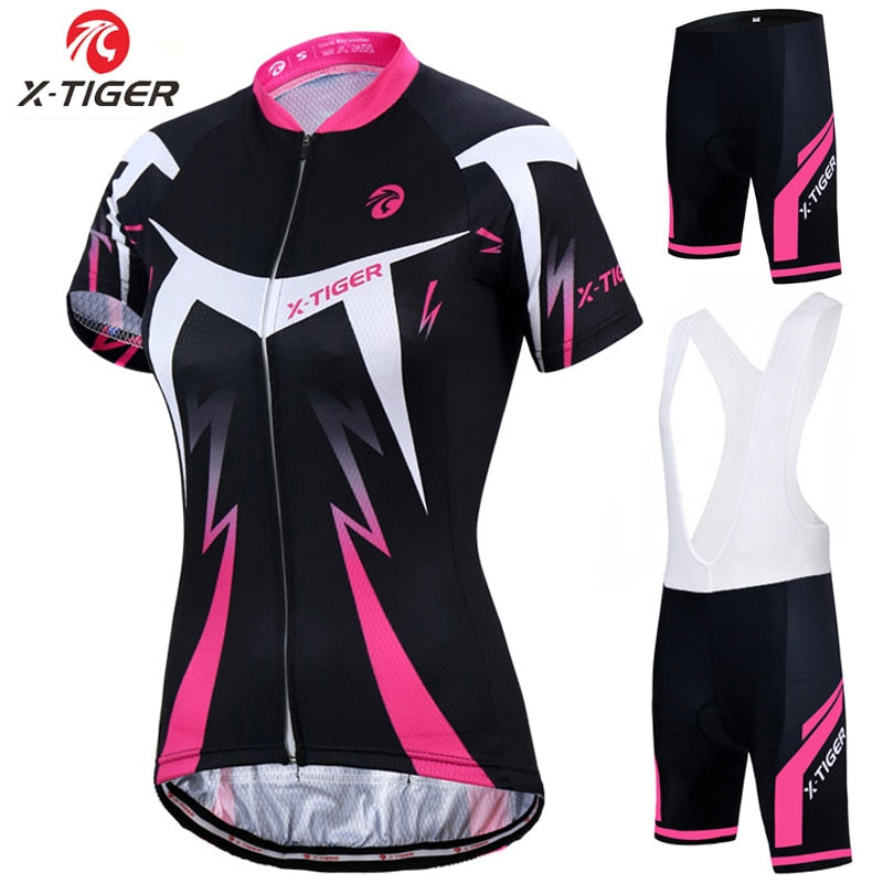 Conjunto de camisa de ciclismo feminino X-Tiger, verão, anti-UV