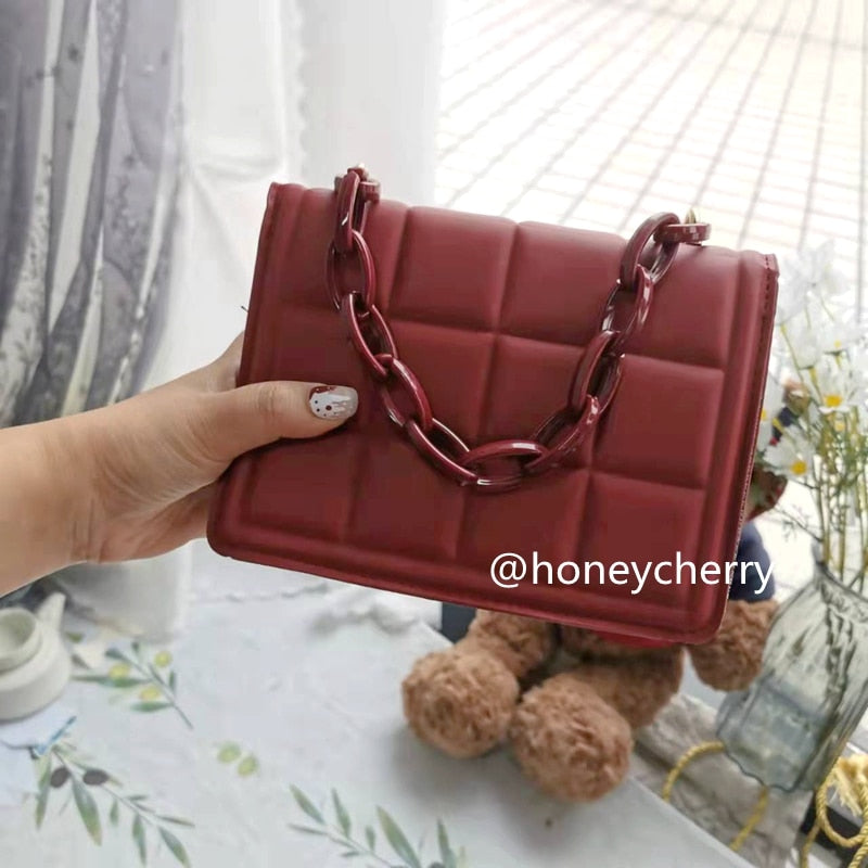 Bolsa transversal Honeycherry Geo com aba em relevo mini bolsas femininas bolsa transversal