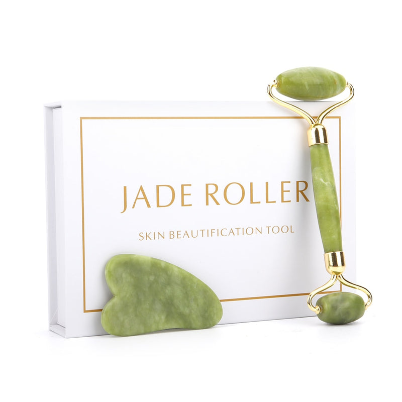 Massageador facial rolo de pedra de jade, anti-rugas