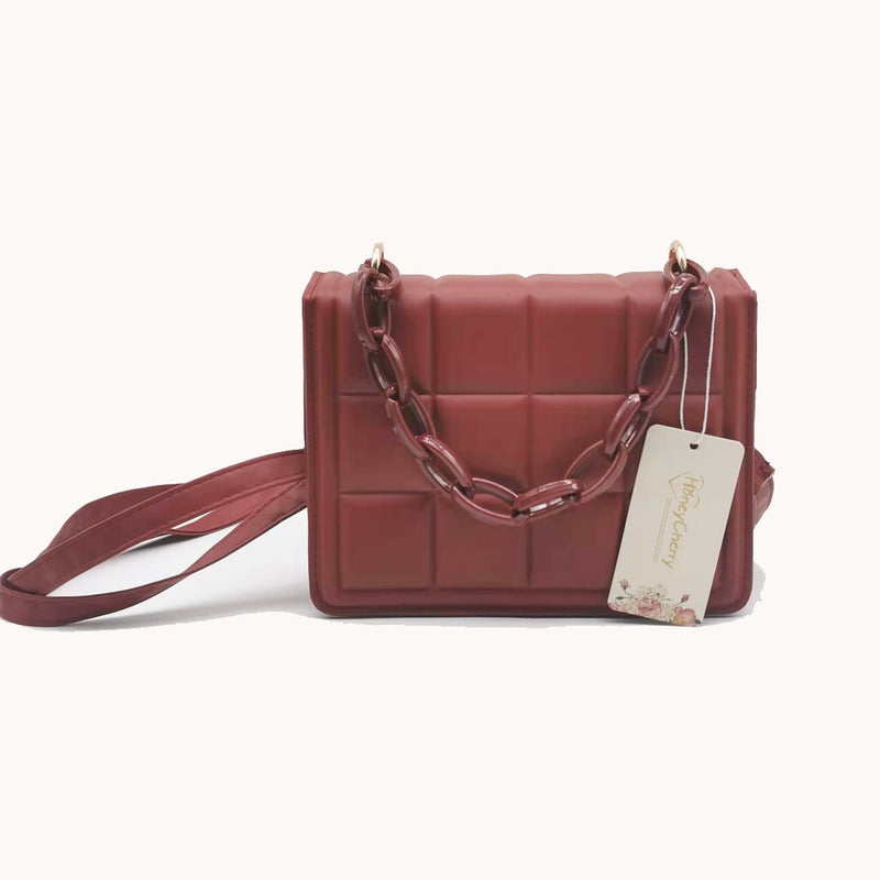 Bolsa transversal Honeycherry Geo com aba em relevo mini bolsas femininas bolsa transversal